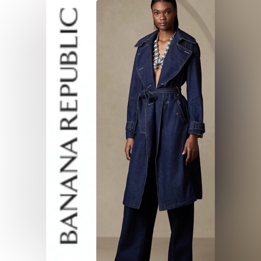 Banana Republic Uma Denim Trench Coat M - Picture 12 of 12